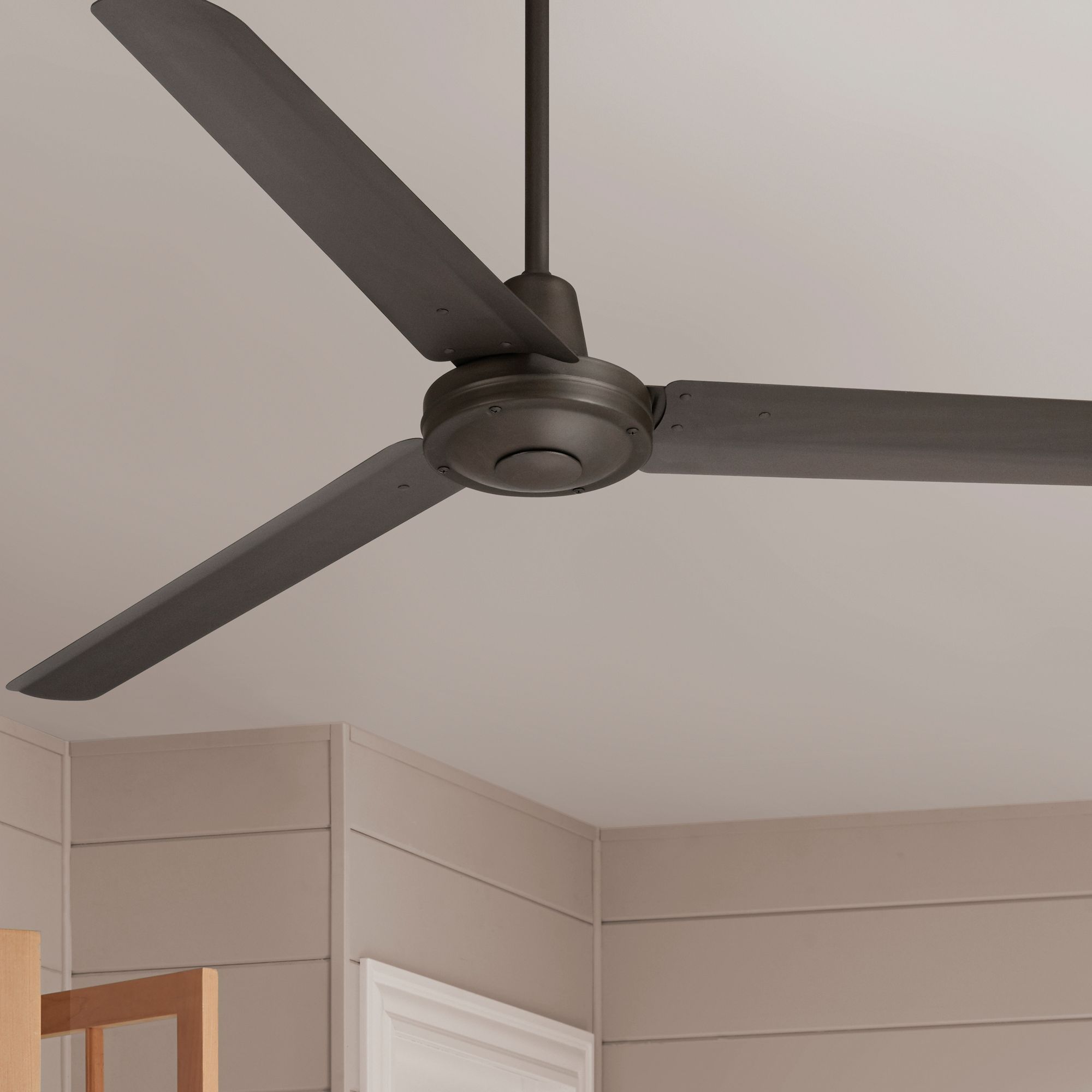 Image 1 60" Casa Vieja Turbina DC Damp Rated Bronze Ceiling Fan with Remote in scene