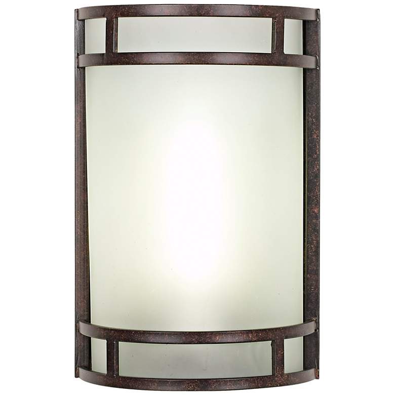 Image 1 U5177 - Bronze Metal and Art Glass Domed Wall Sconce