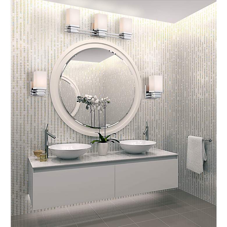 Image 1 Possini Euro Bennett Collection Chrome 22" Wide Bathroom Wall Light in scene