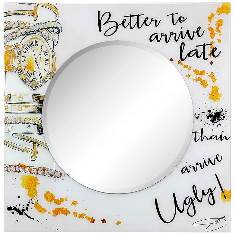 Image 2 Ugly never! 39" Square Printed Tempered Glass Wall Mirror