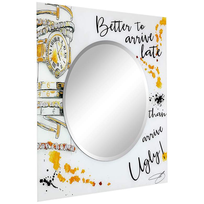 Image 4 Ugly never! 39 inch Square Printed Tempered Glass Wall Mirror more views