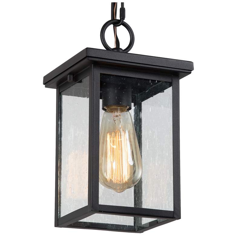 Image 1 Uhyta 10.4" High Black Glass Outdoor Hanging Light
