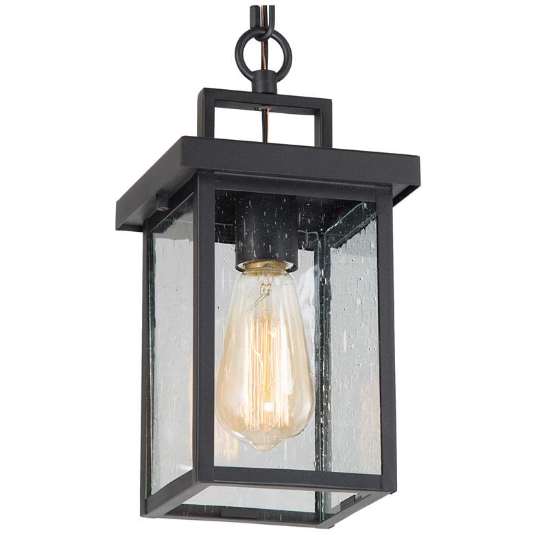 Image 1 Uhyta 10.4" High Black Glass Outdoor Hanging Light