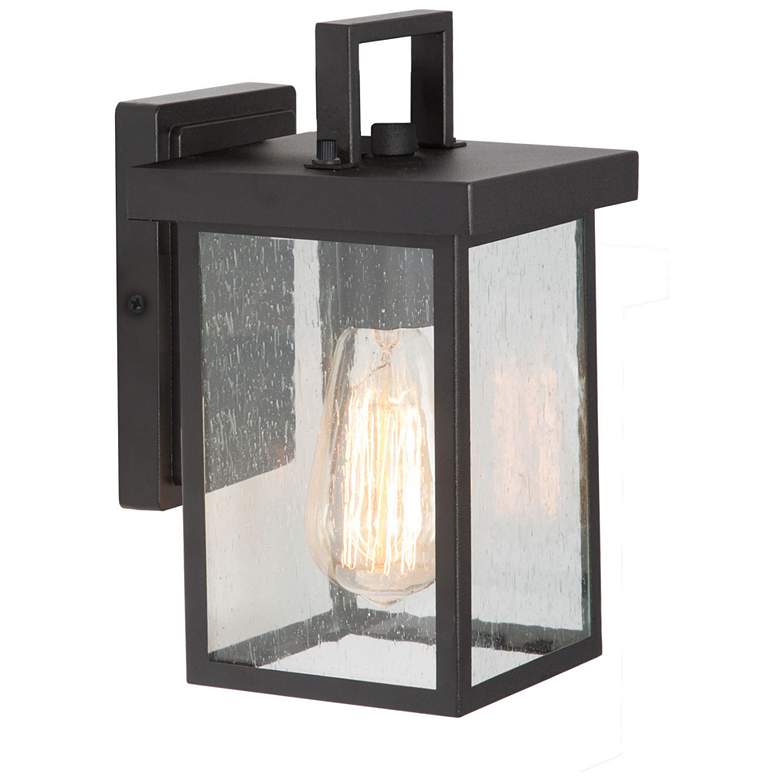 Image 1 Uhyta 10.5" High Black Glass Outdoor Wall Light