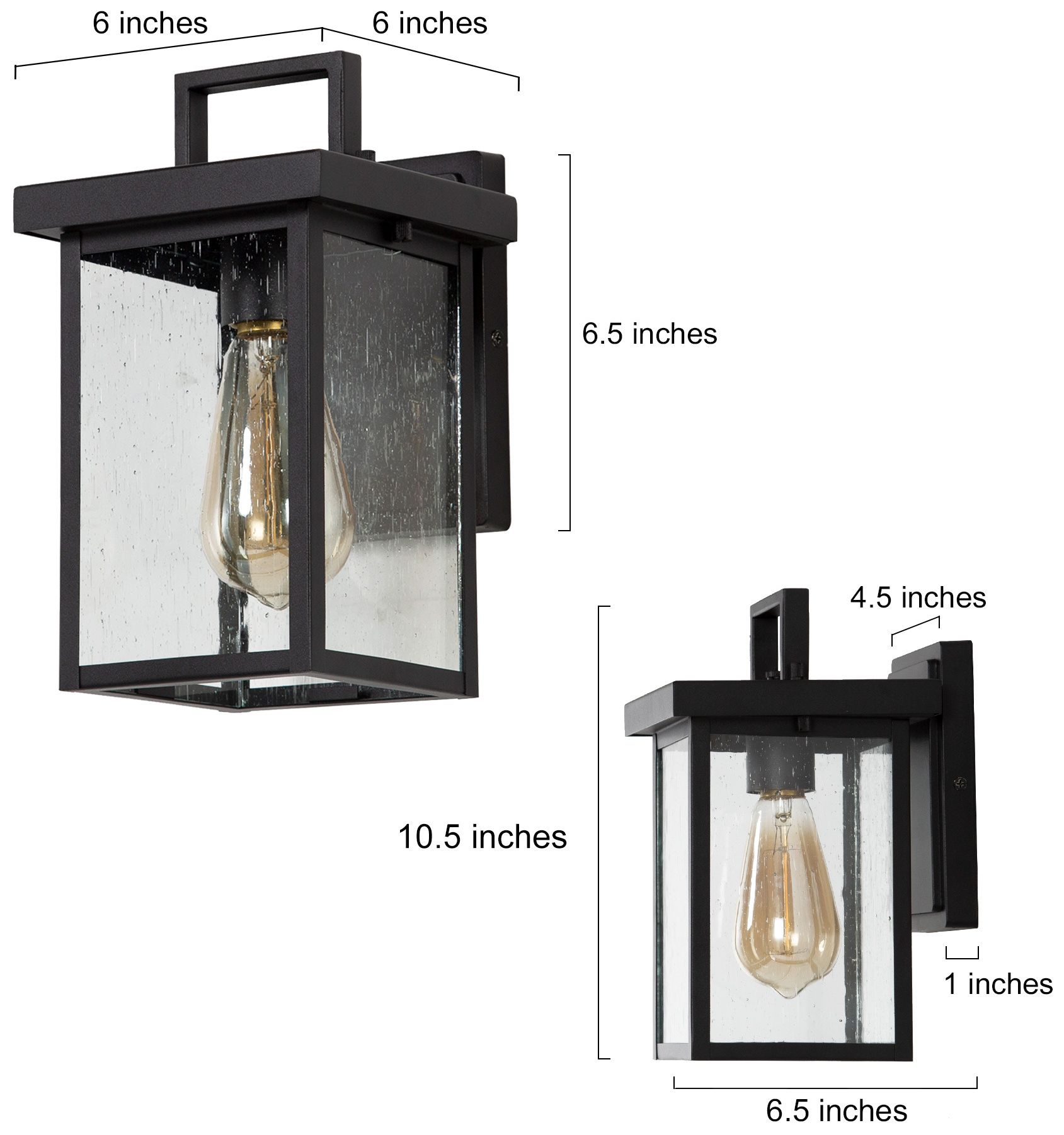 Uhyta 10.5" High Black Glass Outdoor Wall Light