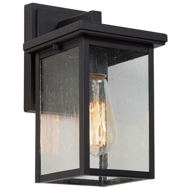 Image 1 Uhyta 10.6 inch High Black Glass Outdoor Wall Light
