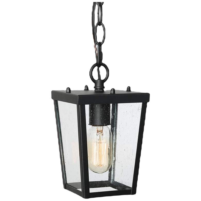 Image 1 Uhyta 9.1" High Black Glass Outdoor Hanging Light