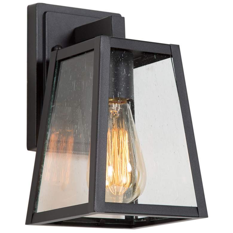 Image 1 Uhyta 9.4 inch High Black Glass Outdoor Wall Light