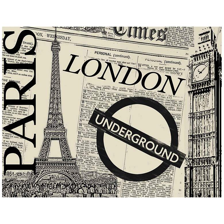 Image 1 UK Newspaper Collage 40 inch Wide Giclee Print Canvas Wall Art
