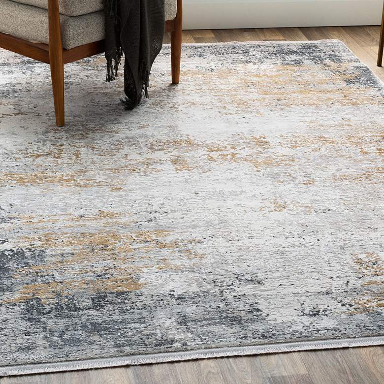 Image 1 Ulen 71508 5&#39;x7&#39;6 inch Gray and Orange Rectangular Area Rug