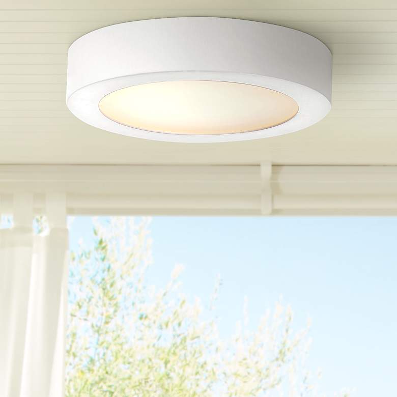 Image 1 Ulko Exterior 7 inch Wide White LED Outdoor Ceiling Light