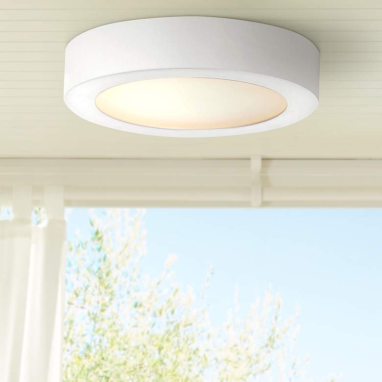 Image 1 Ulko Exterior 7" Wide White LED Outdoor Ceiling Light