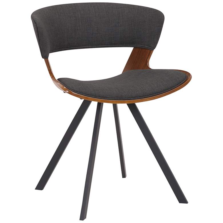 Image 1 Ulric Wood and Metal Modern Dining Room Accent Chair in Charcoal Grey