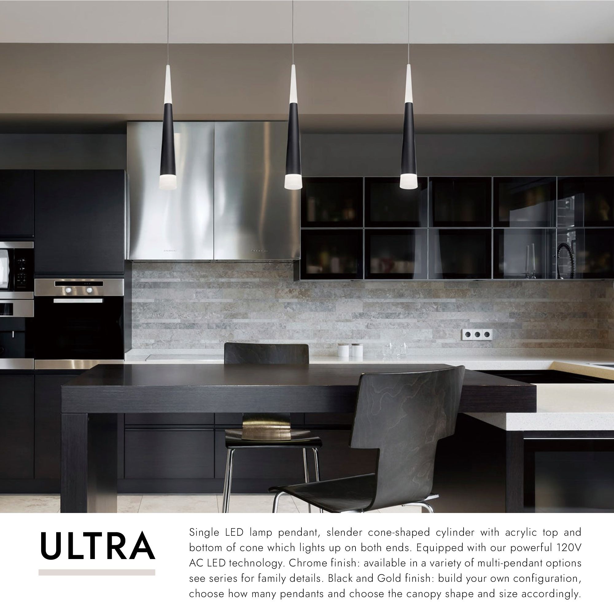 Image 4 Ultra 2 1/4" Wide Black and White LED Mini Pendant Light more views