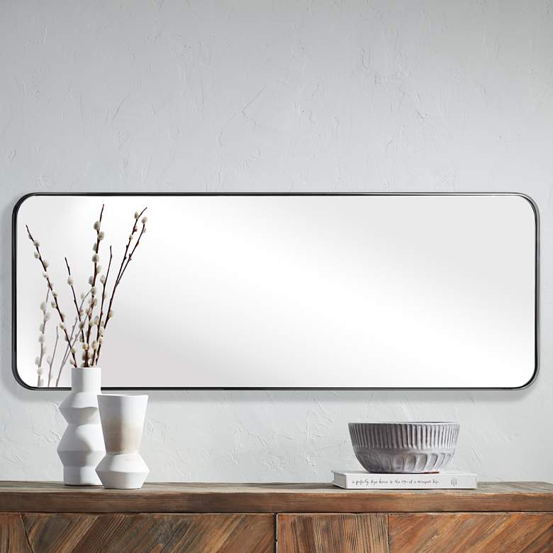 Image 2 Ultra Brushed Black 18" x 48" Rectangular Framed Wall Mirror