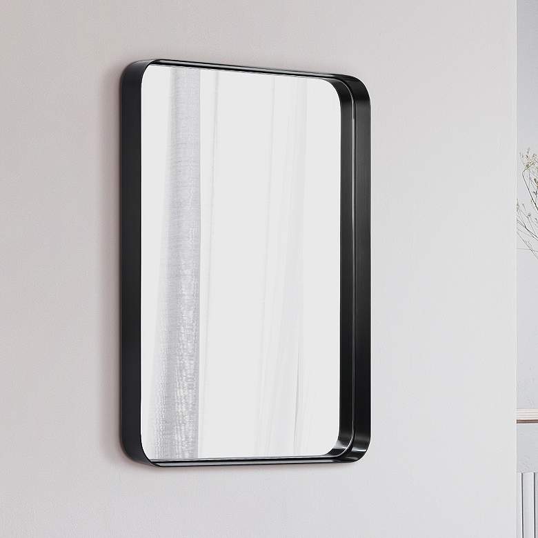 Image 1 Ultra Brushed Black 22 inch x 30 inch Rectangular Framed Wall Mirror