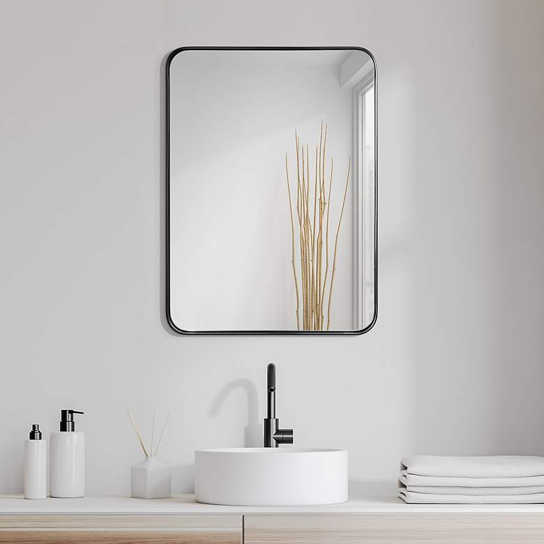 Image 7 Ultra Brushed Black 22 inch x 30 inch Rectangular Framed Wall Mirror more views