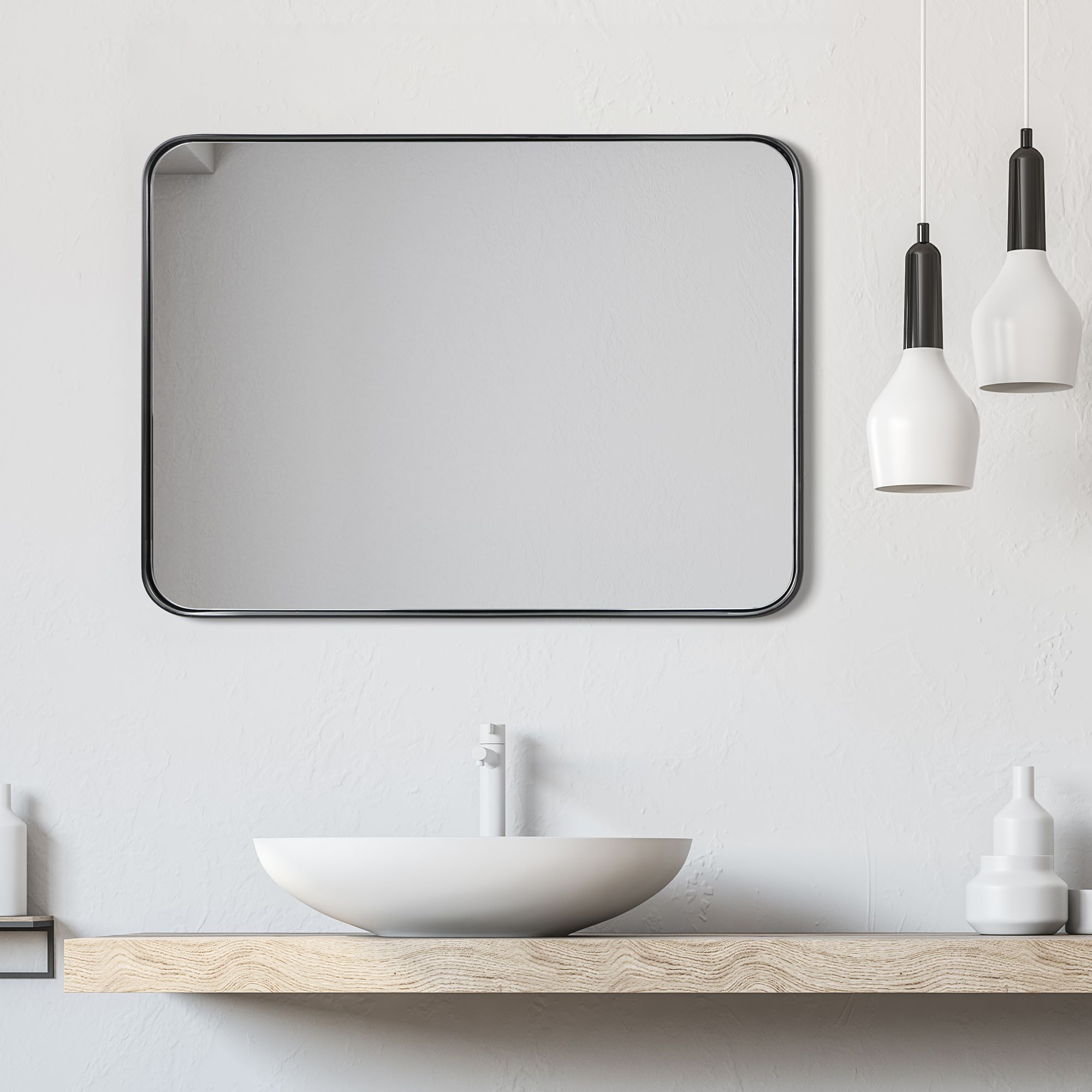 Ultra Brushed Black 22" x 30" Rectangular Framed Wall Mirror