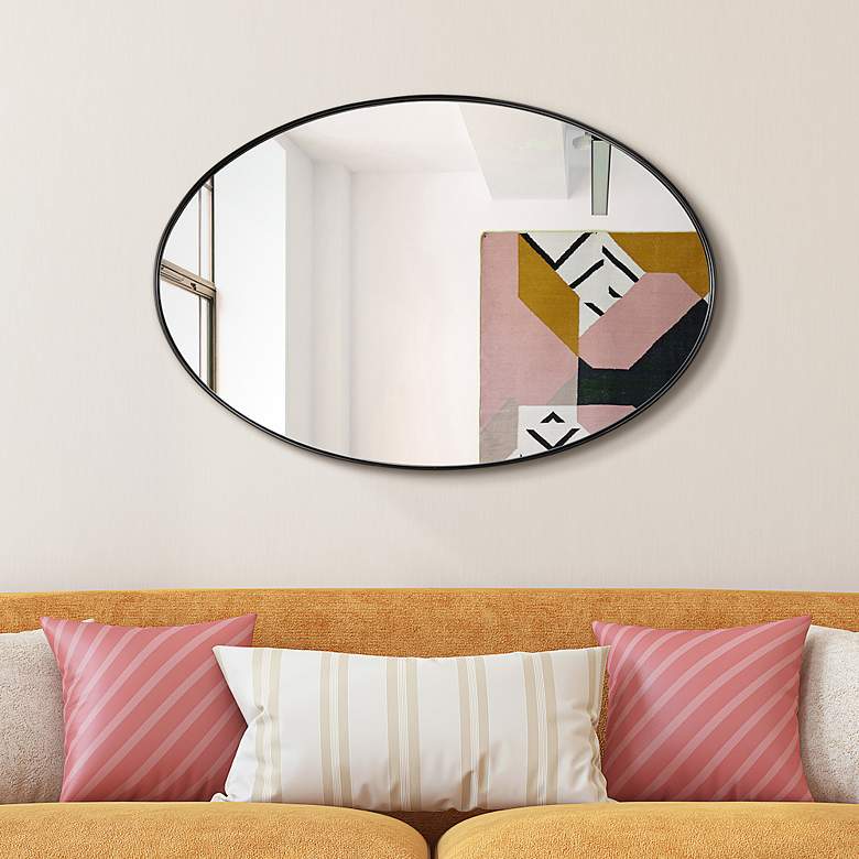 Image 6 Ultra Brushed Black 24" x 36" Oval Metal Wall Mirror more views