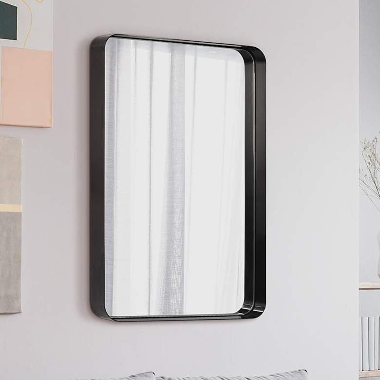 Image 1 Ultra Brushed Black 24 inch x 36 inch Rectangular Framed Wall Mirror