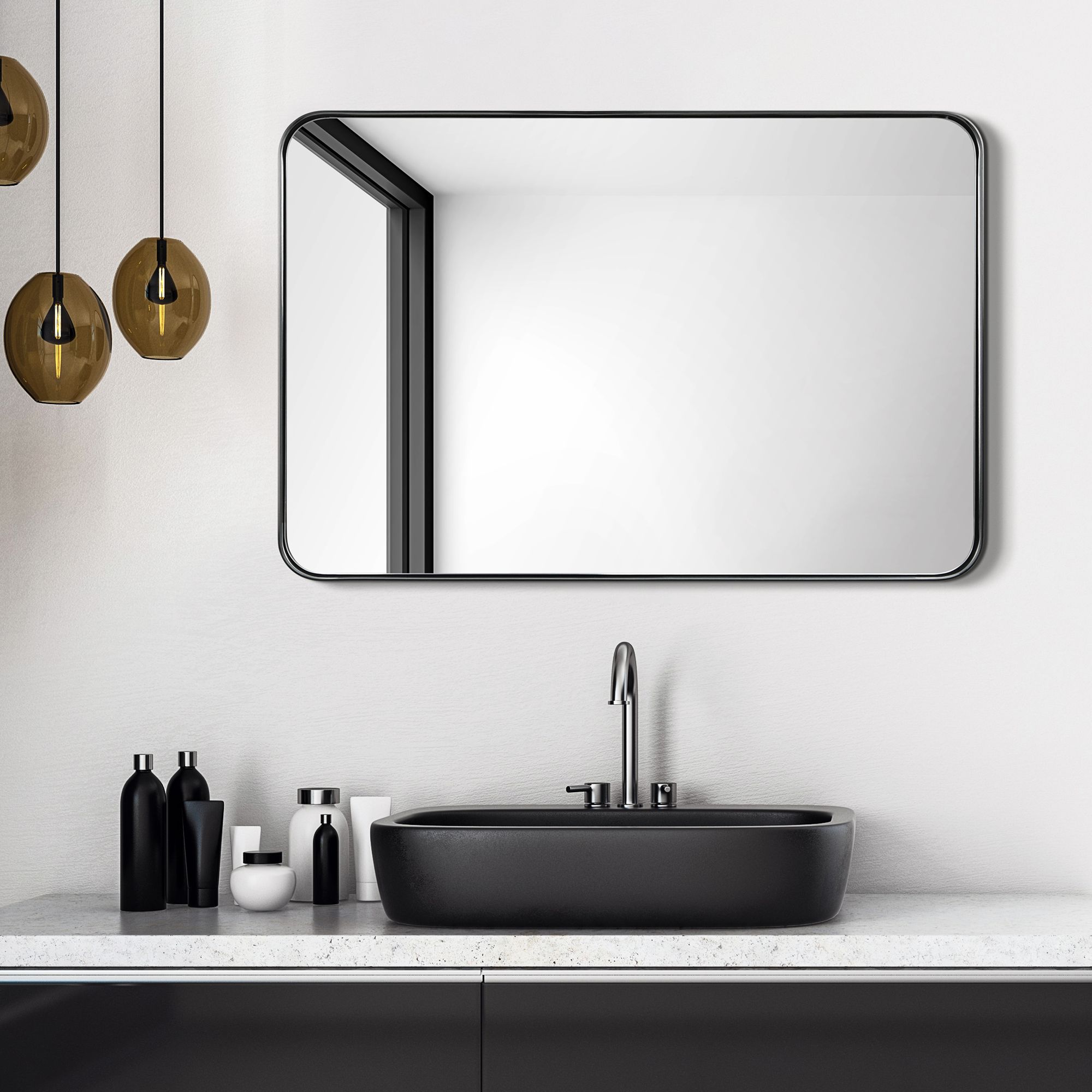 Ultra Brushed Black 24" x 36" Rectangular Framed Wall Mirror
