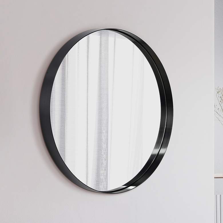 Image 1 Ultra Brushed Black 30" Round Metal Wall Mirror