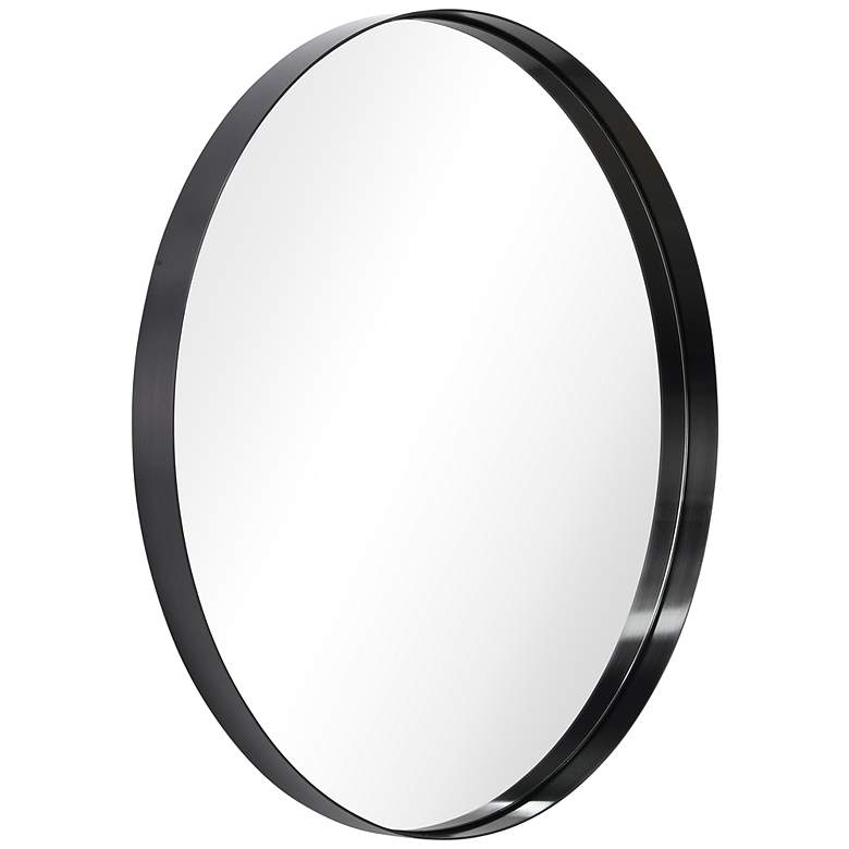 Image 5 Ultra Brushed Black 30" Round Metal Wall Mirror more views