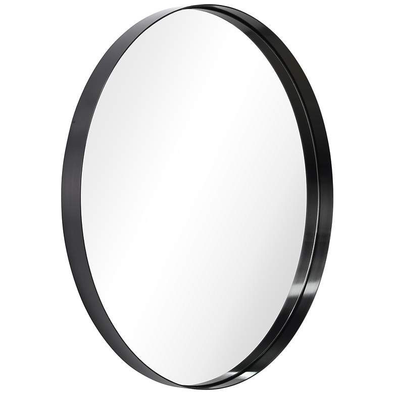 Image 5 Ultra Brushed Black 30 inch Round Metal Wall Mirror more views