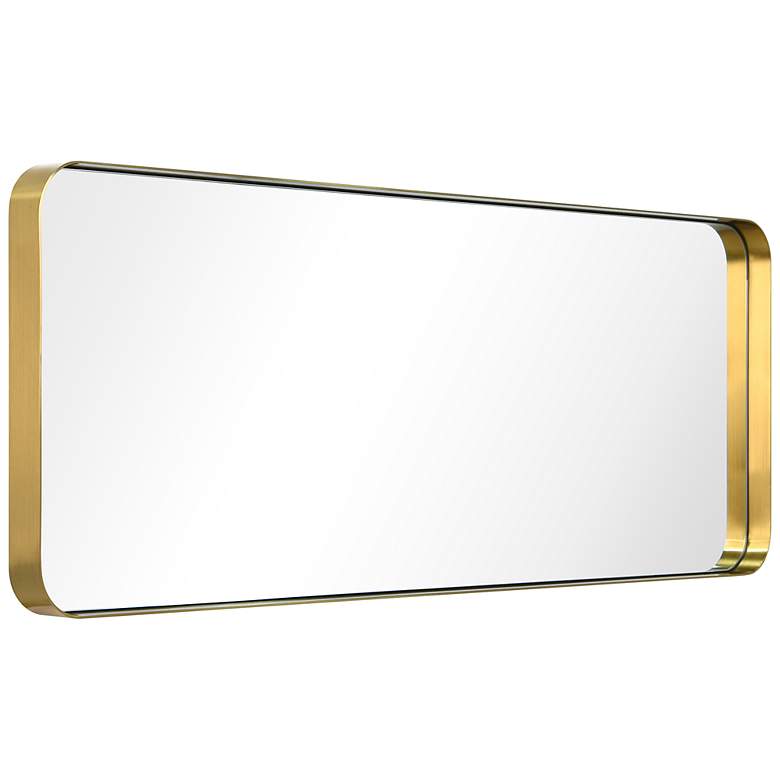 Image 4 Ultra Brushed Gold 18 inch x 48 inch Rectangular Framed Wall Mirror more views