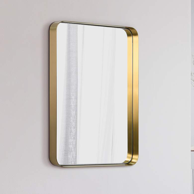 Image 1 Ultra Brushed Gold 22" x 30" Rectangular Framed Wall Mirror