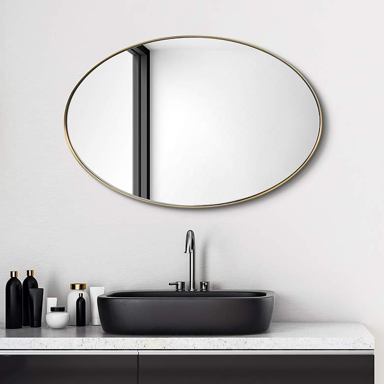 Image 7 Ultra Brushed Gold 24" x 36" Oval Framed Wall Mirror more views
