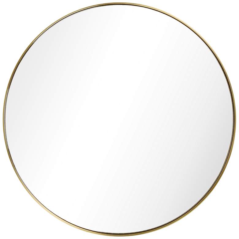 Image 2 Ultra Brushed Gold 30 inch Round Framed Wall Mirror