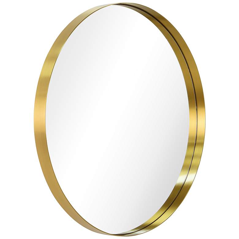 Image 5 Ultra Brushed Gold 30 inch Round Framed Wall Mirror more views