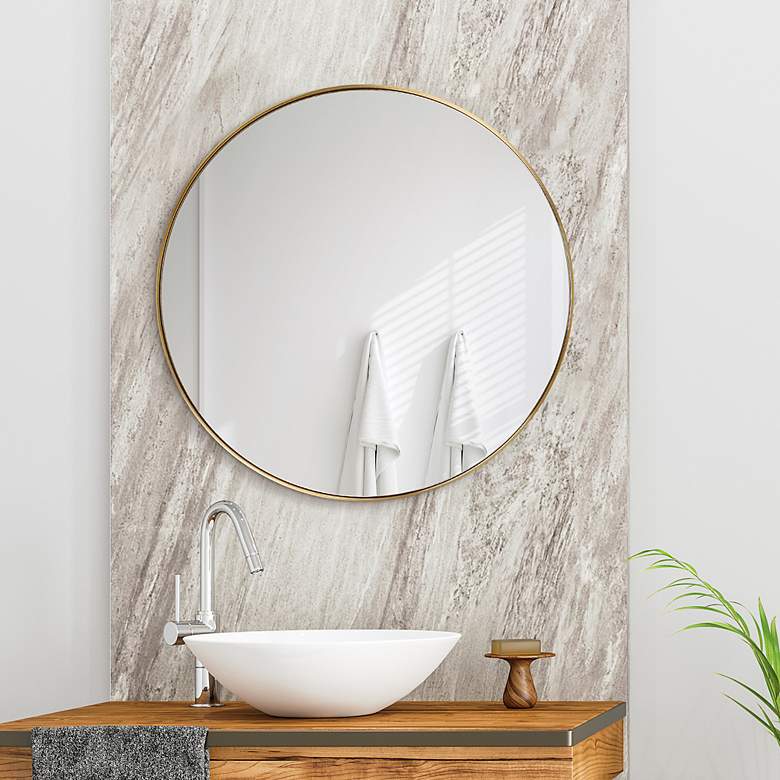 Image 6 Ultra Brushed Gold 30" Round Framed Wall Mirror more views