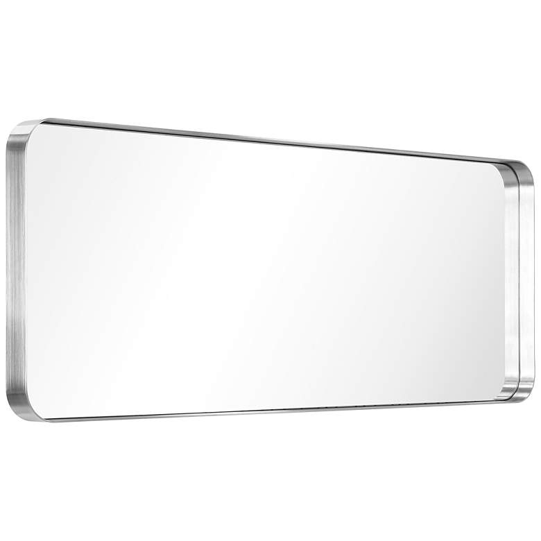 Image 4 Ultra Brushed Silver 18 inch x 48 inch Framed Wall Mirror more views