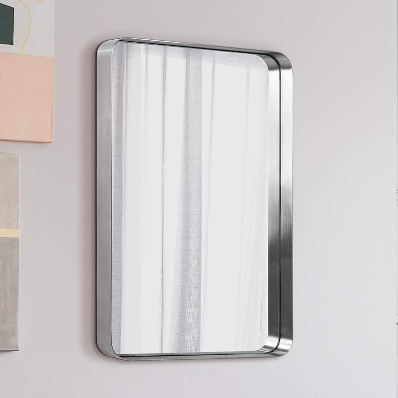 Image 1 Ultra Brushed Silver 24 inch x 36 inch Framed Wall Mirror