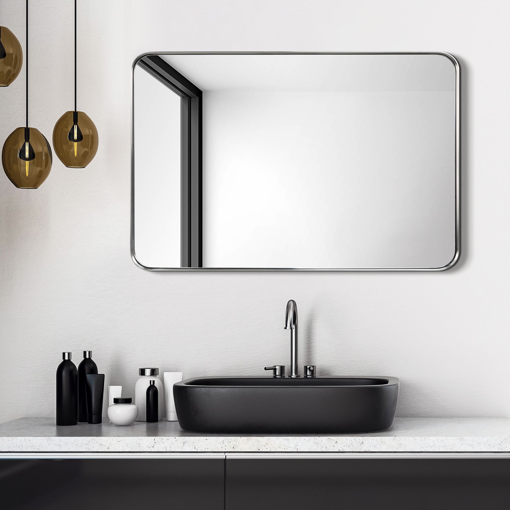 Ultra Brushed Silver 24" x 36" Framed Wall Mirror