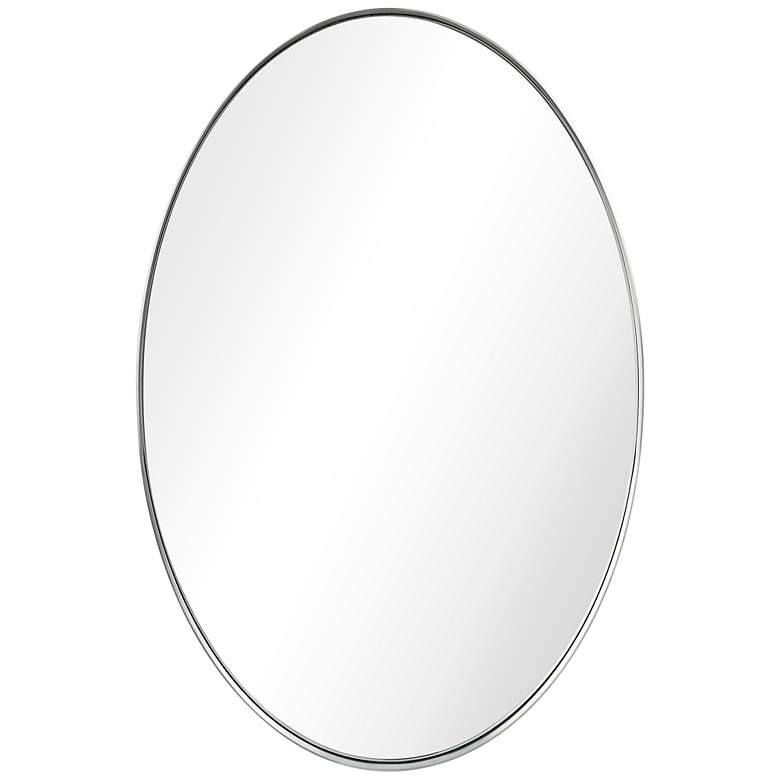 Image 2 Ultra Brushed Silver 24 inch x 36 inch Oval Metal Wall Mirror