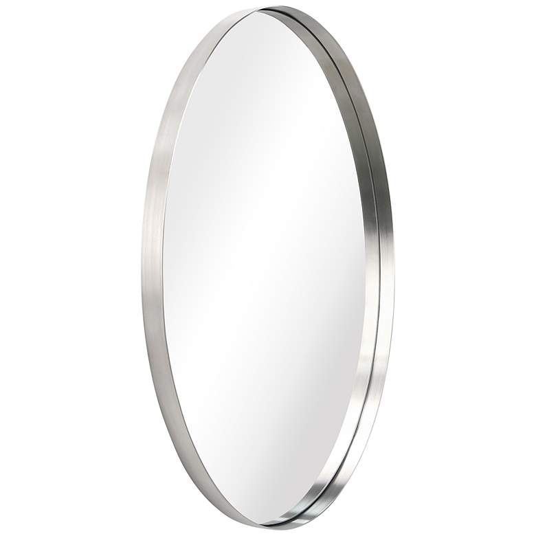 Image 4 Ultra Brushed Silver 24 inch x 36 inch Oval Metal Wall Mirror more views