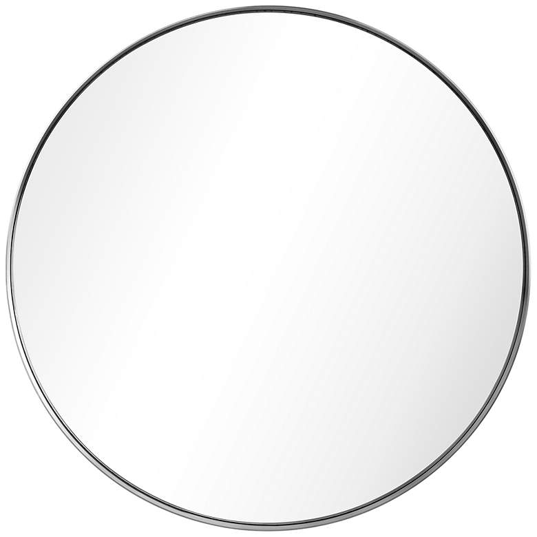 Image 2 Ultra Brushed Silver 30 inch Round Metal Wall Mirror