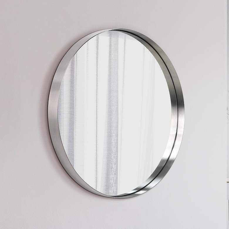 Image 1 Ultra Brushed Silver 30" Round Metal Wall Mirror
