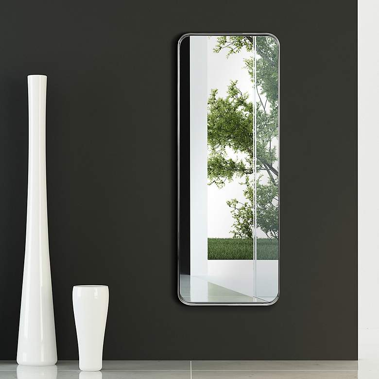 Image 7 Ultra Polished Silver 18" x 48" Rectangular Wall Mirror more views