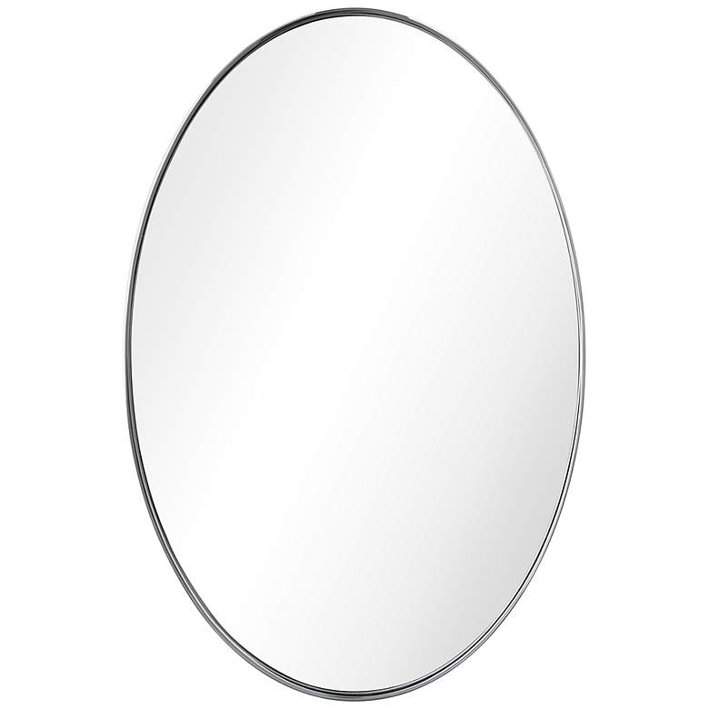 Image 2 Ultra Polished Silver 24 inch x 36 inch Oval Metal Wall Mirror