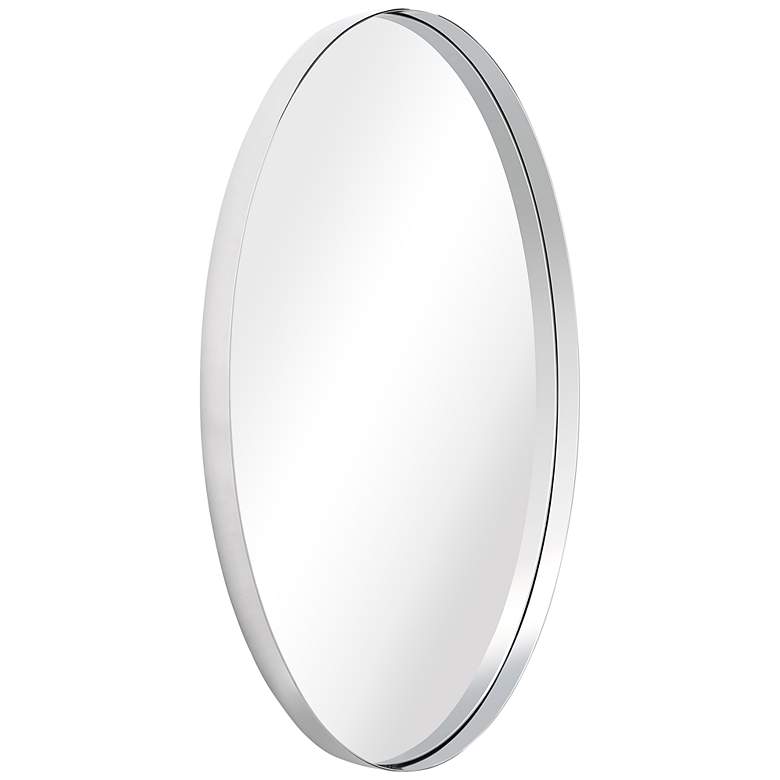Image 4 Ultra Polished Silver 24 inch x 36 inch Oval Metal Wall Mirror more views