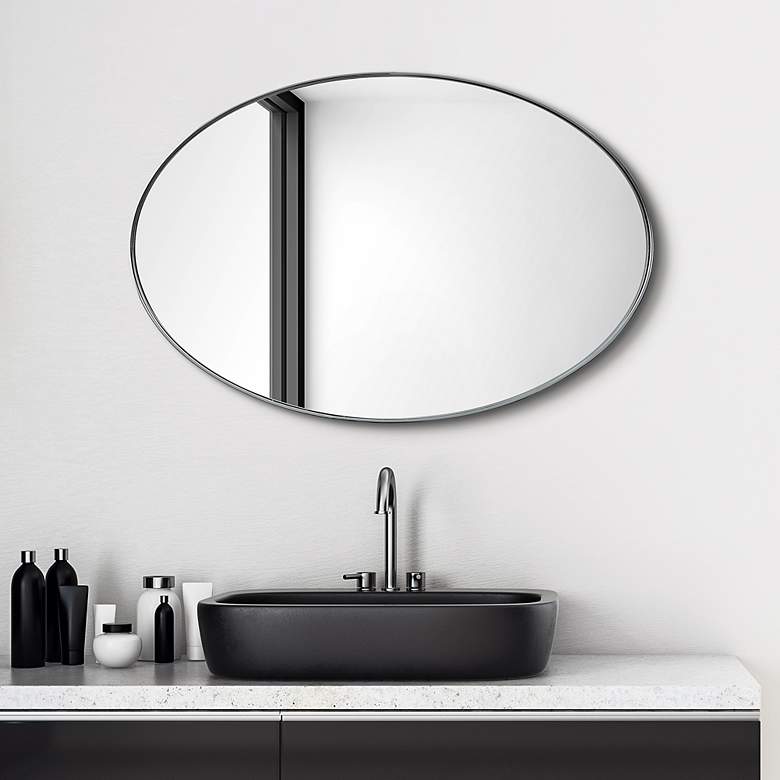 Image 7 Ultra Polished Silver 24" x 36" Oval Metal Wall Mirror more views