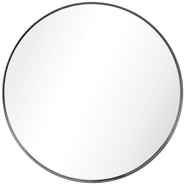 Image 2 Ultra Polished Silver 30 inch Round Metal Framed Wall Mirror