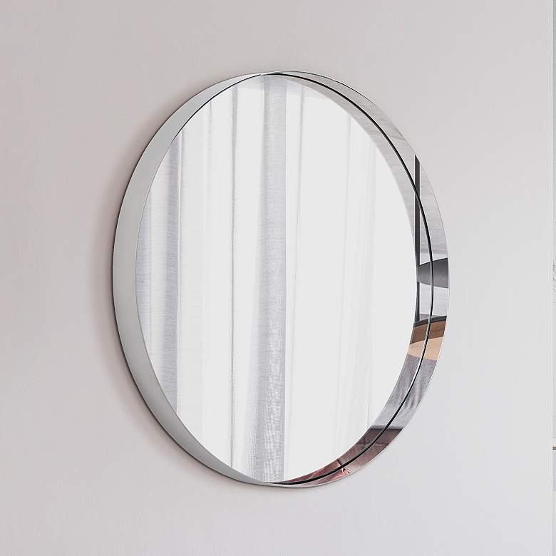 Image 1 Ultra Polished Silver 30" Round Metal Framed Wall Mirror