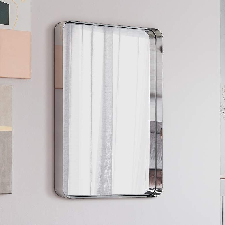 Image 1 Ultra Silver 24 inch x 36 inch Rectangular Framed Wall Mirror