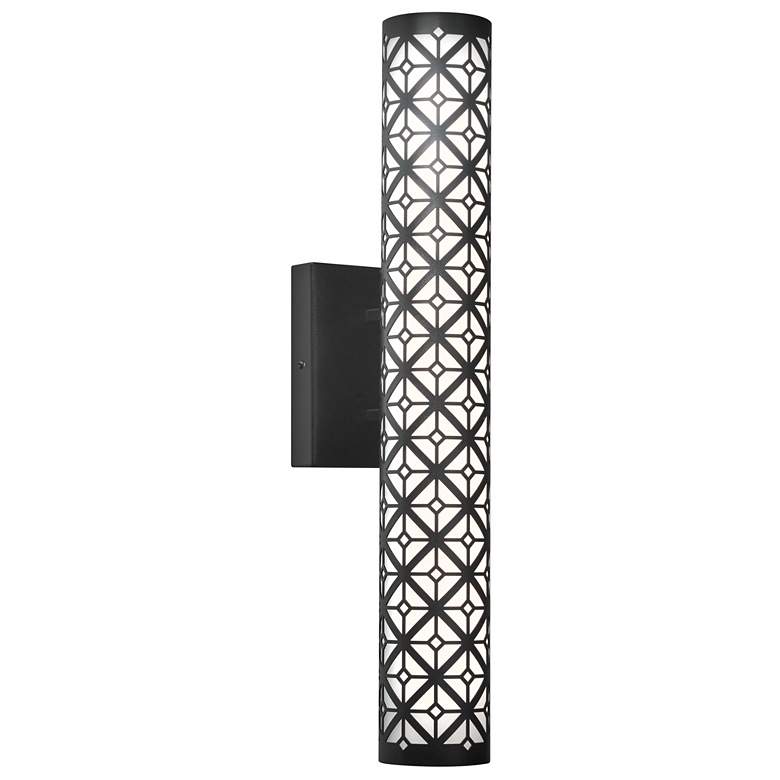 Image 1 UltraLights Akut 25" High Black and Opal 0-10V Dimming LED Wall Sconce