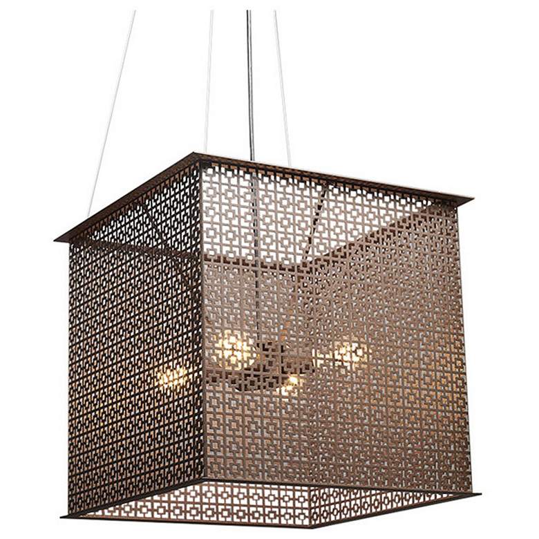 Image 1 UltraLights Clarus 18" Wide Satin Pewter 4-Light LED Retrofit Pendant